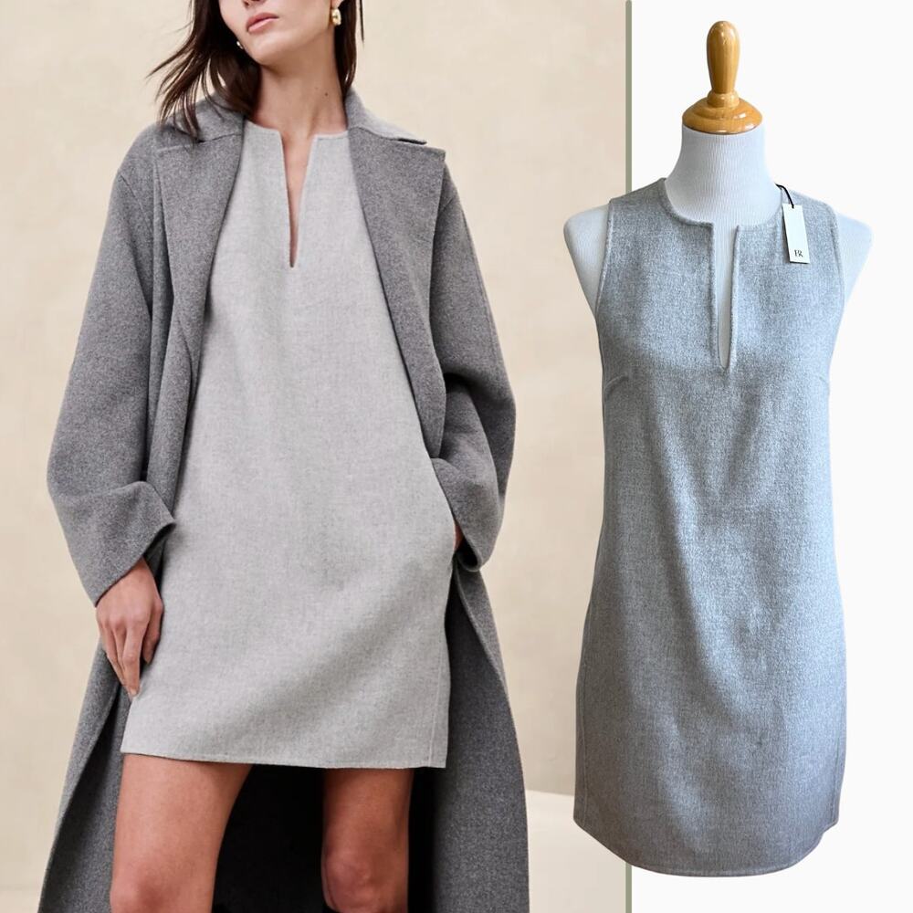 New Banana Republic Aike Gray Wool Mini Sheath Dress S